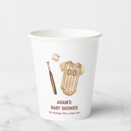 Vasos De Papel Neutral Boho Little Slugger Baseball Baby Shower