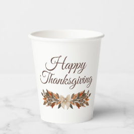Vasos De Papel Neutral “Happy Thanksgiving” Paper Cups