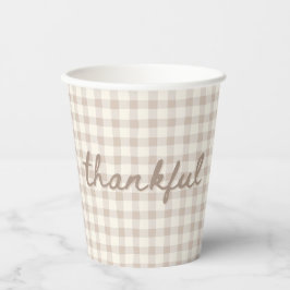Vasos De Papel Neutral Tan Gingham