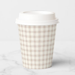 Vasos De Papel Neutral Tan Gingham