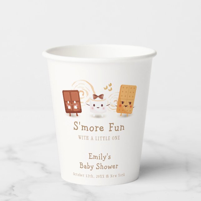 Vasos De Papel Neutral Whimsical S'more Fun Baby Shower (Anverso)
