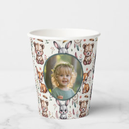 Vasos De Papel Neutral Woodland Animals Kids Birthday Photo
