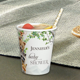 Vasos De Papel Neutral Woodland Wildlife Baby Shower Party Drink