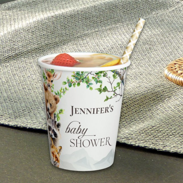 Vasos De Papel Neutral Woodland Wildlife Baby Shower Party Drink (Subido por el creador)