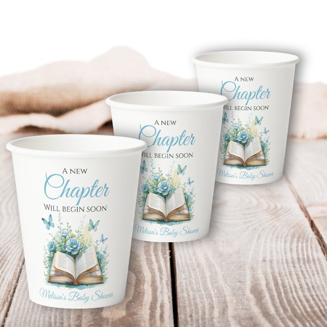 Vasos De Papel New Chapter Begin Blue Boy Brunch Book Baby Shower (Subido por el creador)