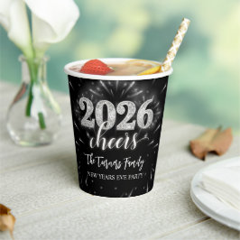 Vasos De Papel New Year's Eve 2026 Party Silver & Black