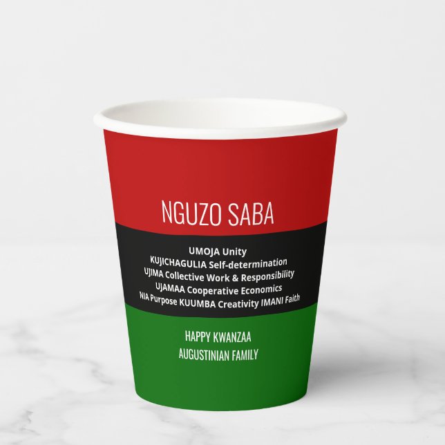 Vasos De Papel NGUZO SABA Happy Kwanzaa (Anverso)