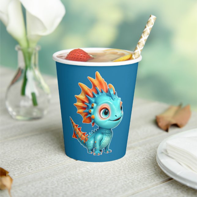 Vasos De Papel Niedlicher Alien-Drache, türkis - (in situ)