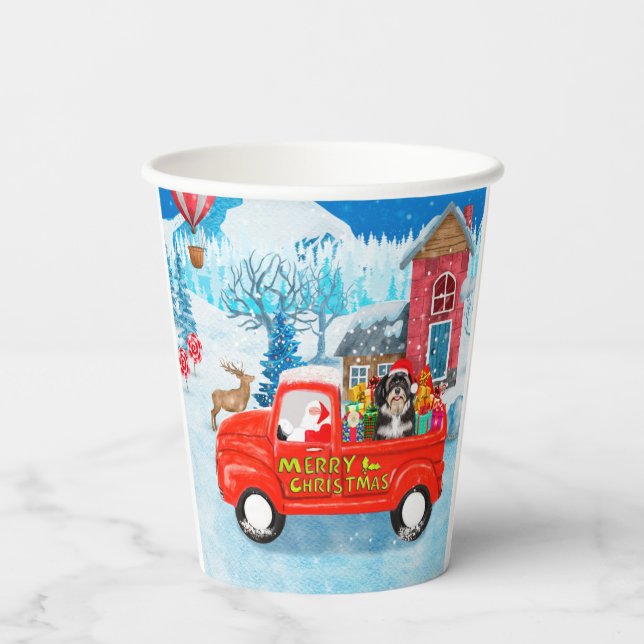 Vasos De Papel Nieve de camión de Navidades de perro de La Habana (Reverso )