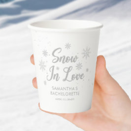 Vasos De Papel Nieve en amor Bachelorette de Invierno Blanco