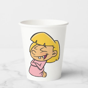 Vasos De Papel Niña Feliz de Dibujos Animados Riéndose