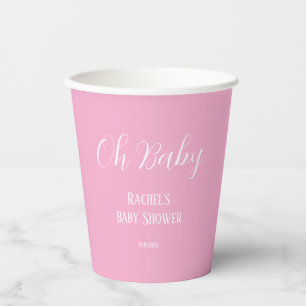 Vasos De Papel Niña Rosa Oh Niña Guión Baby Shower Cute moderno
