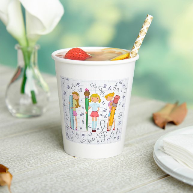 Vasos De Papel Niñas escolares con una excesiva plantilla escolar (Subido por el creador)
