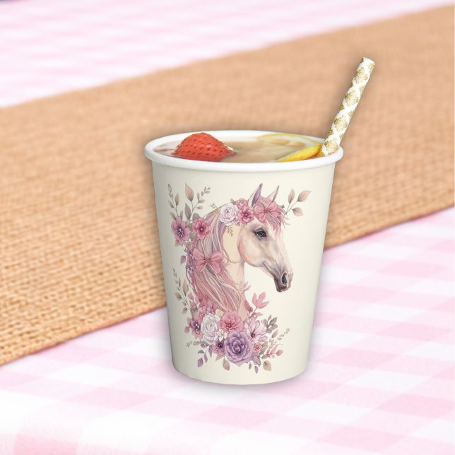 Vasos De Papel Niñas Lindos Caballos Floral Pastel (Subido por el creador)