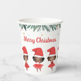 Vasos De Papel Niñas pequeñas Navidades Santa Hat Ballerinas