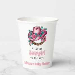 Vasos De Papel Niñita niña Gorra rosa occidental Baby Shower flor