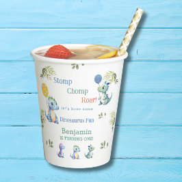 Vasos De Papel Niño Cielo Azul Cielo Dinosaurio Primer Fiesta de 