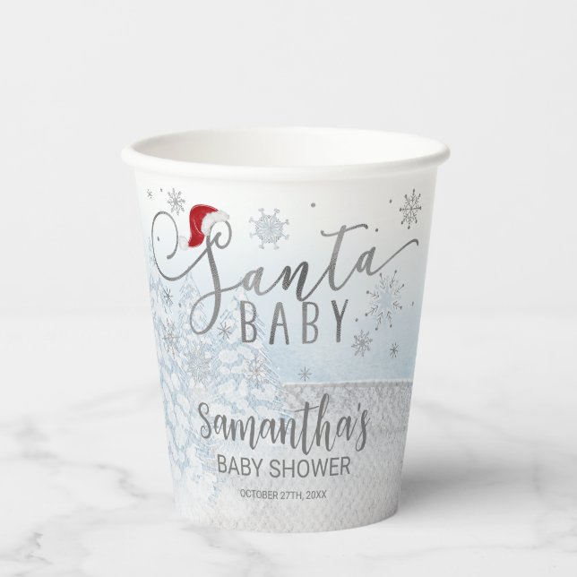 Vasos De Papel Niño de Santa Navidad Baby Shower (Anverso)