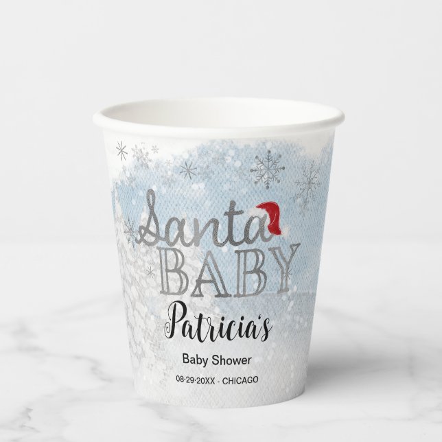 Vasos De Papel Niño de Santa Navidad Baby Shower (Anverso)