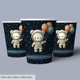 Vasos De Papel Niño Personalizado Cupo de cumpleaños Teddy Bear