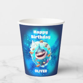 Vasos De Papel Niño personalizado del cumpleaños del tiburón
