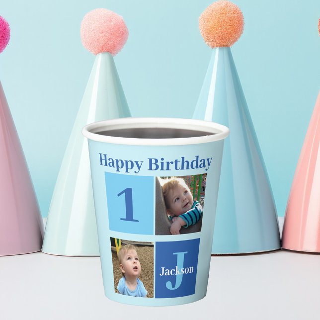 Vasos De Papel Niño Personalizado foto de cumpleaños niños primer (Subido por el creador)