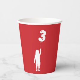 Vasos De Papel Niño rojo superior con 3 globos