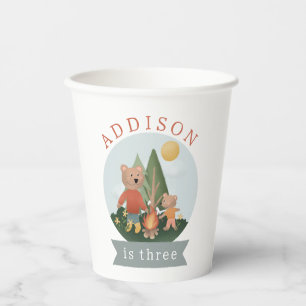 Vasos De Papel Niños Bosque Moderno Camping Osos Cumpleaños