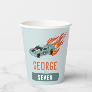 Vasos De Papel Niños Carreras azul caliente Coche Cumpleaños