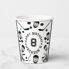 Vasos De Papel Niños con temas de hockey negros y blancos Fiesta