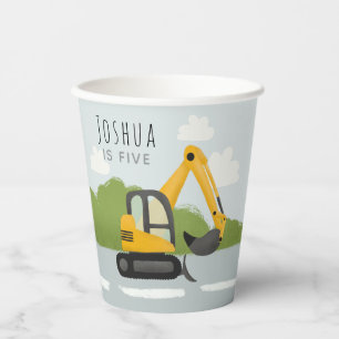 Vasos De Papel Niños Cute Construcción Digger Niños Cumpleaños