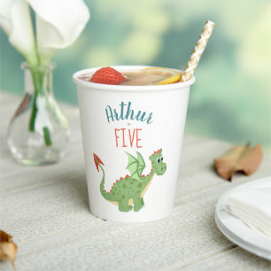 Vasos De Papel Niños Cute Dragón Moderno Toddler Cumpleaños