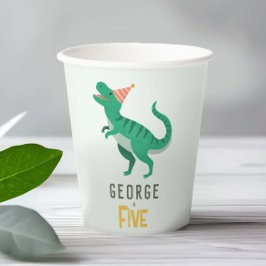 Vasos De Papel Niños Cute Jungle Dinosaur T-Rex Niños Cumpleaños
