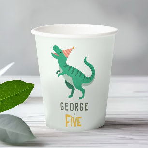 Vasos De Papel Niños Cute Jungle Dinosaur T-Rex Niños Cumpleaños