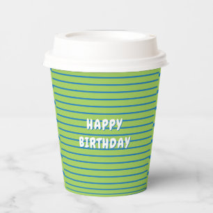 Vasos De Papel Niños de cumpleaños felices verdes y azules