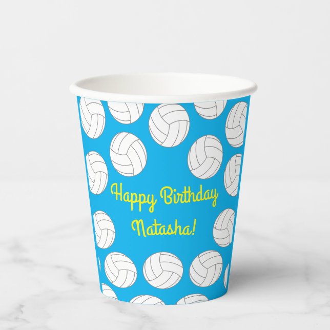 Vasos De Papel Niños de voleibol Deportes de cumpleaños Fiesta (Anverso)