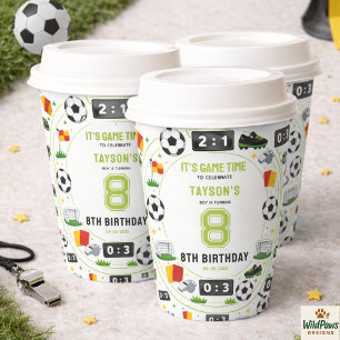 Vasos De Papel Niños Deportes Modernos Fútbol Cumpleaños 8 Años F