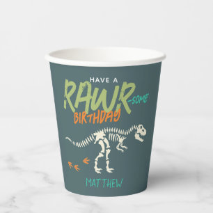 Vasos De Papel Niños divertidos Dinosaurios Dig Fossil Niños Cump