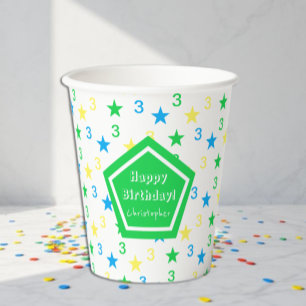 Vasos De Papel Niños Estrellas Coloridas Cumpleaños 3