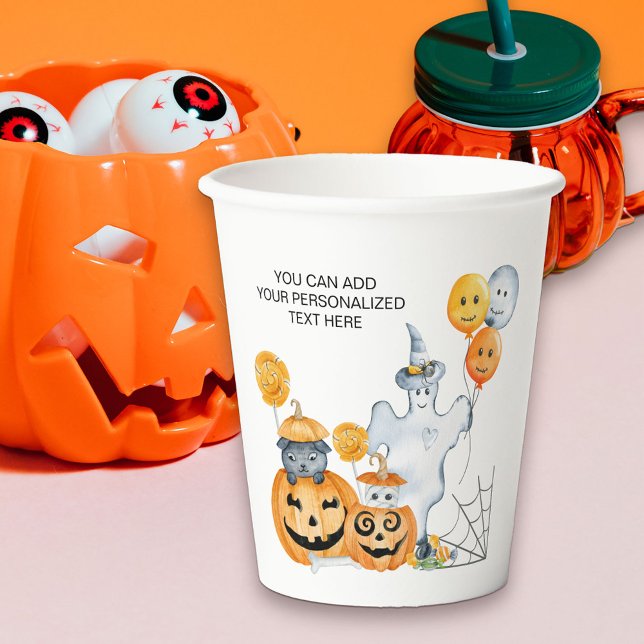 Vasos De Papel Niños Fantasma de Halloween y calabazas de Jack o  (Cute Halloween Party paper cups)