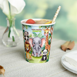 Vasos De Papel Niños Fiesta de Cumpleaños Cute Animales Selva Saf