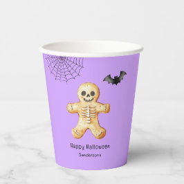 Vasos De Papel Niños Halloween Cute Gingerbread Skeleton Purple
