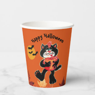 Vasos De Papel Niños Halloween Fiesta de gato negro lindo