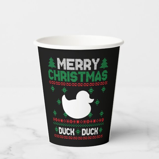 Vasos De Papel Niños lindos Duck Navidades feos camiseta (Anverso)