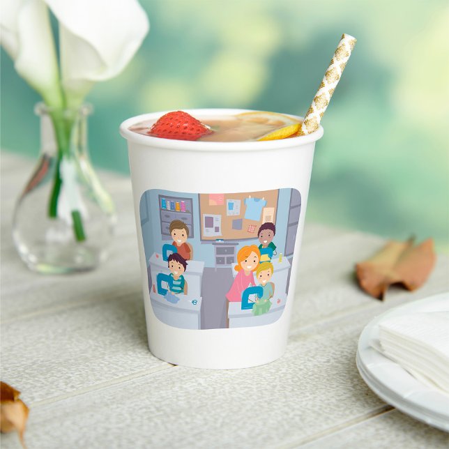 Vasos De Papel Niños masticando clases de divertidos y aprendiend (Subido por el creador)