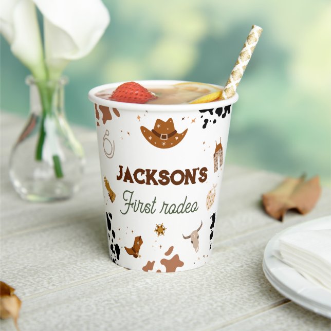 Vasos De Papel Niños Mi primer novio de Rodeo Primer cumpleaños (in situ)