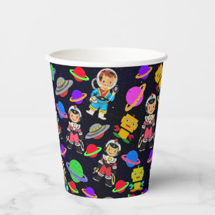 Vasos De Papel Niños retro robos y astronautas