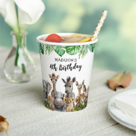 Vasos De Papel Niños Safari Fiestas Animales Cumpleaños