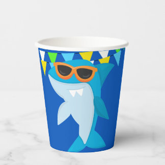 Vasos De Papel Niños Tiburón Azul Cumpleaños Fintástico