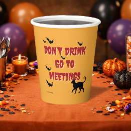 Vasos De Papel No bebas, ve a reuniones | Fiesta de Halloween sob